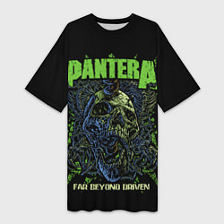 Женская длинная футболка Pantera green череп