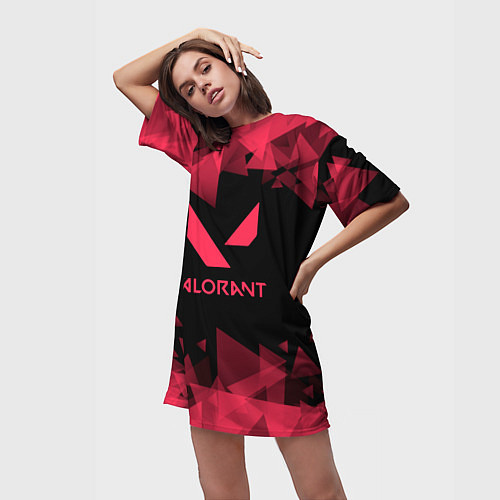 Женская длинная футболка Valorant - Геометрия / 3D-принт – фото 3