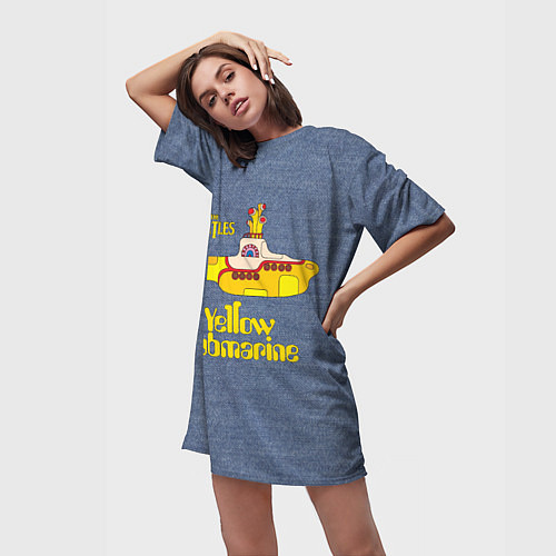 Женская длинная футболка On a Yellow Submarine 3D / 3D-принт – фото 3