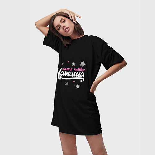 Женская длинная футболка Самая клевая Наташа / 3D-принт – фото 3