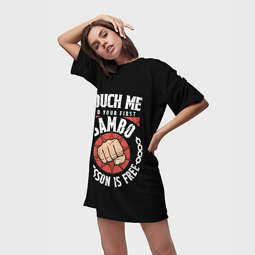 Женская длинная футболка Боевое Самбо SAMBO / 3D-принт – фото 3