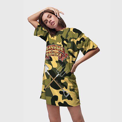 Женская длинная футболка Дачне войска в деле! / 3D-принт – фото 3