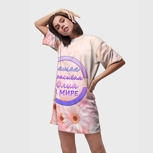 Женская длинная футболка Самая красивая Юлия / 3D-принт – фото 3