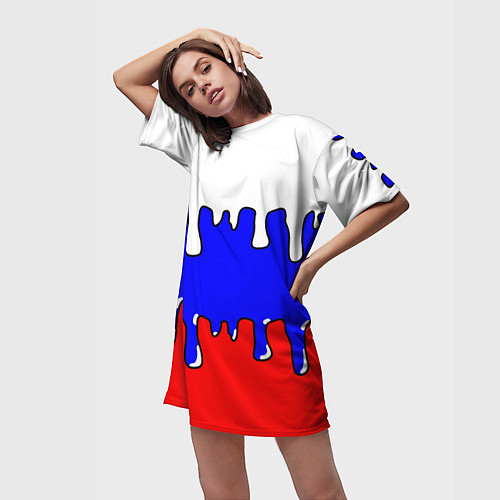 Женская длинная футболка Триколор Необычный / 3D-принт – фото 3