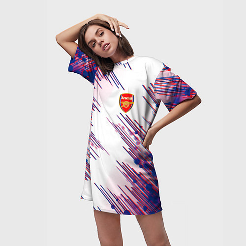 Женская длинная футболка Arsenal mikel arteta / 3D-принт – фото 3
