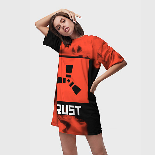 Женская длинная футболка RUST - Красное Пламя / 3D-принт – фото 3