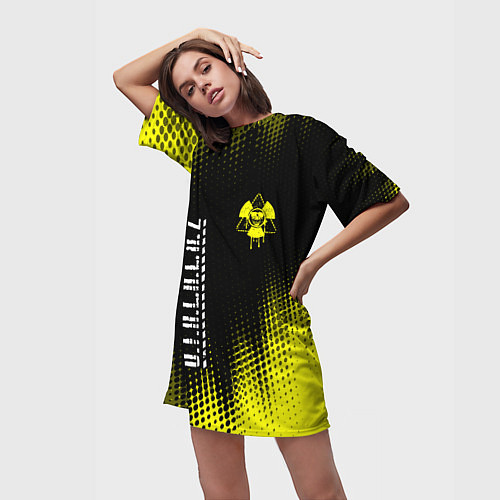 Женская длинная футболка STALKER 2 Череп Радиация / 3D-принт – фото 3