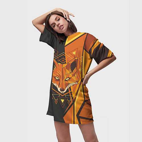 Женская длинная футболка Лиса Этника / 3D-принт – фото 3
