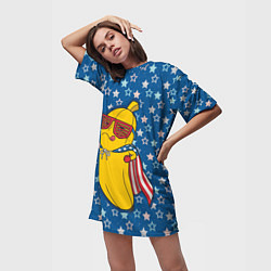 Футболка женская длинная Банан в звездах, цвет: 3D-принт — фото 2