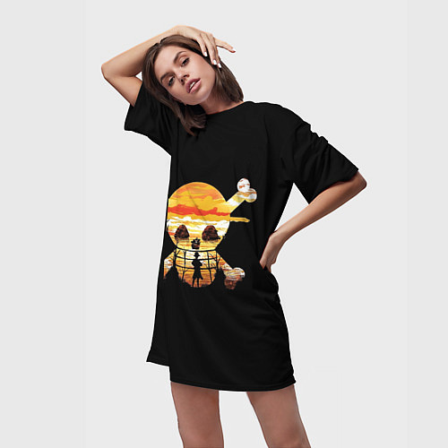 Женская длинная футболка One Piece череп / 3D-принт – фото 3