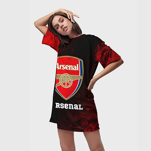 Женская длинная футболка АРСЕНАЛ Arsenal Разводы / 3D-принт – фото 3