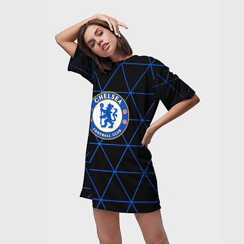 Женская длинная футболка Челси football club / 3D-принт – фото 3