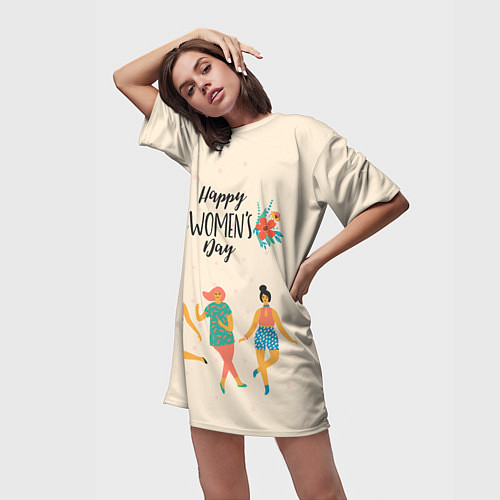 Женская длинная футболка Девчата / 3D-принт – фото 3