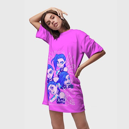 Женская длинная футболка ДЖИНКС - JINX ARCANE / 3D-принт – фото 3