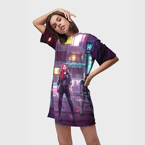 Женская длинная футболка Cyberpunk 2077 Vi Ви / 3D-принт – фото 3