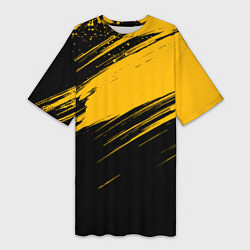 Футболка женская длинная Black and yellow grunge, цвет: 3D-принт
