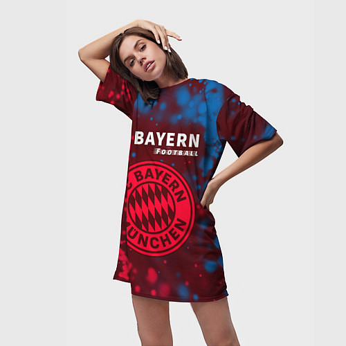 Женская длинная футболка BAYERN Football Частицы / 3D-принт – фото 3