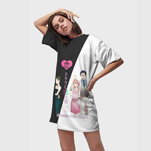Женская длинная футболка Так сложно любить отаку / 3D-принт – фото 3