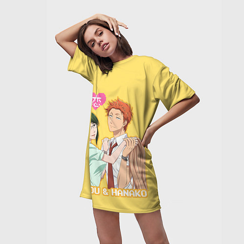 Женская длинная футболка Ханакo & Таро / 3D-принт – фото 3