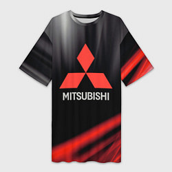 Футболка женская длинная Mitsubishi митсубиси sport, цвет: 3D-принт