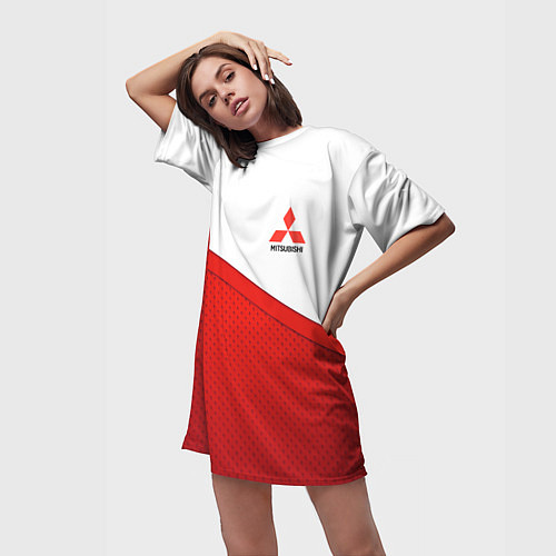 Женская длинная футболка Митсубиси Mitsubishi LOGO / 3D-принт – фото 3