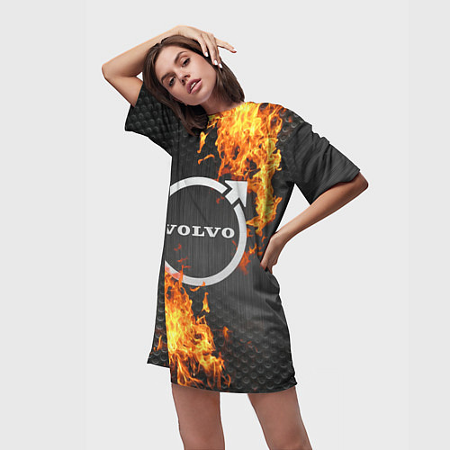 Женская длинная футболка VOLVO - огонь! / 3D-принт – фото 3
