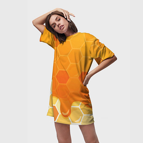 Женская длинная футболка Мёд от пчёл / 3D-принт – фото 3