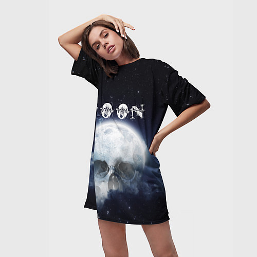 Женская длинная футболка Moon - череп / 3D-принт – фото 3