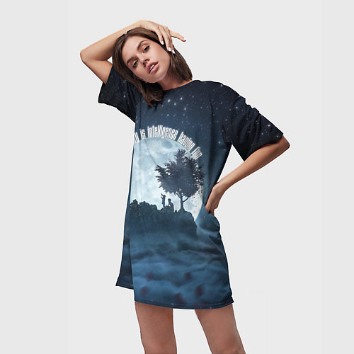 Женская длинная футболка Луна - арт / 3D-принт – фото 3