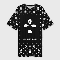 Футболка женская длинная Узор Black Phantom Ski Mask Dope Street Market, цвет: 3D-принт