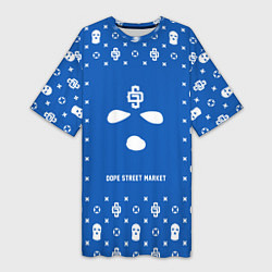 Футболка женская длинная Узор Blue Phantom Ski Mask Dope Street Market, цвет: 3D-принт