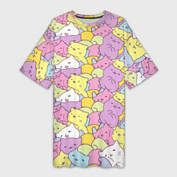 Футболка женская длинная Cute pattern of seals, цвет: 3D-принт