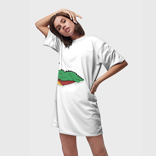 Женская длинная футболка Динозаврик спит / 3D-принт – фото 3