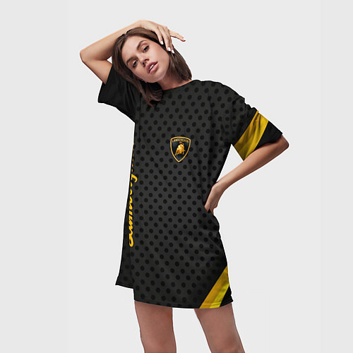 Женская длинная футболка Ламборджини / 3D-принт – фото 3
