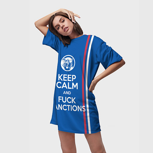Женская длинная футболка Keep calm and fuck sanctions / 3D-принт – фото 3