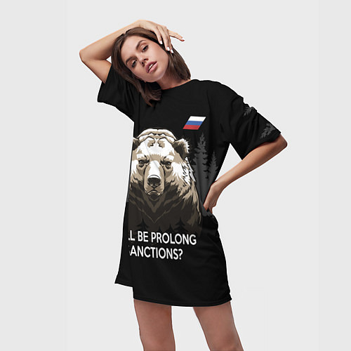 Женская длинная футболка Will be prolong sanctions? Санкции продлевать буде / 3D-принт – фото 3