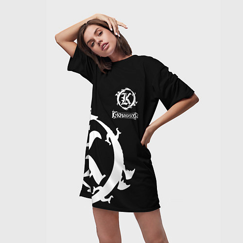 Женская длинная футболка Кукрыниксы - большой логотип / 3D-принт – фото 3
