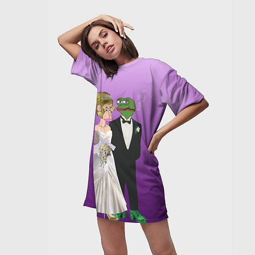 Женская длинная футболка Свадьба - Чертовски привлекательные / 3D-принт – фото 3