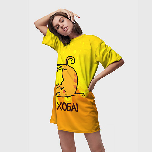 Женская длинная футболка Кот делает Хоба! / 3D-принт – фото 3