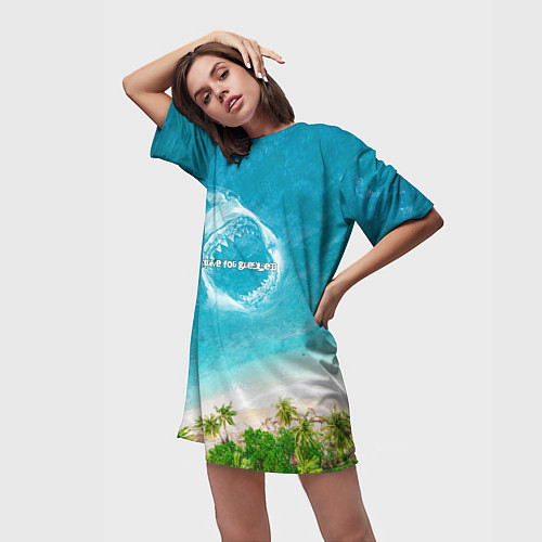 Женская длинная футболка Акула - пасть / 3D-принт – фото 3