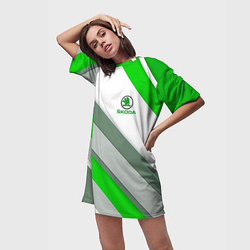 Женская длинная футболка Skoda: Sport / 3D-принт – фото 3