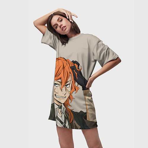 Женская длинная футболка Чуя Накахара арт / 3D-принт – фото 3