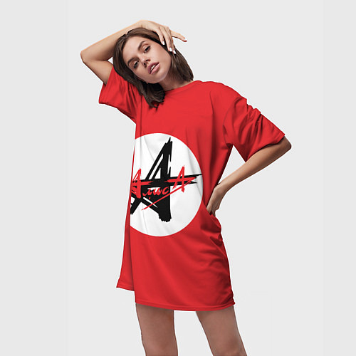 Женская длинная футболка Алиса Символика / 3D-принт – фото 3