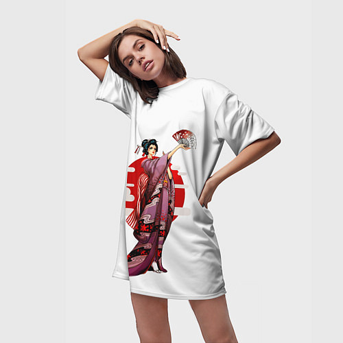 Женская длинная футболка Гейша Нико Робин / 3D-принт – фото 3