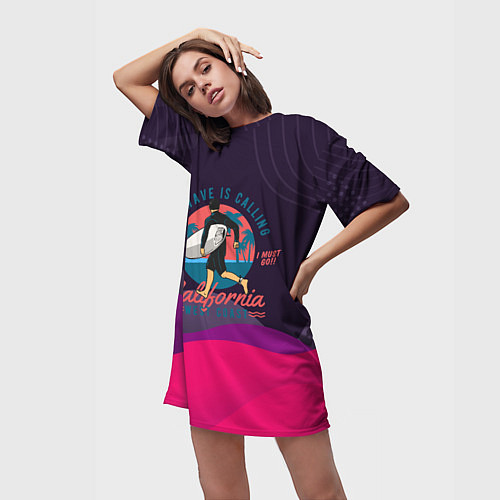 Женская длинная футболка Серфинг и лето / 3D-принт – фото 3