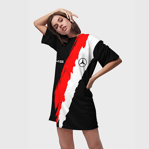 Женская длинная футболка MERCEDES BENZ КРАСКА / 3D-принт – фото 3