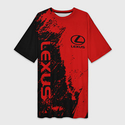 Футболка женская длинная Lexus Лексус Черно красный, цвет: 3D-принт