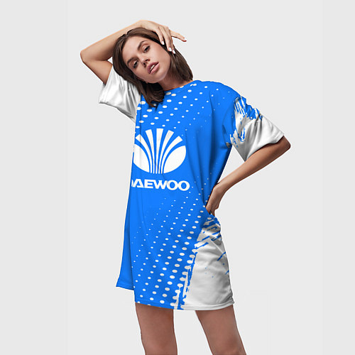Женская длинная футболка DAEWOO Autosport / 3D-принт – фото 3