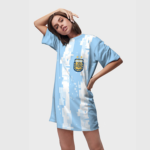 Женская длинная футболка Сборная Аргентины Современная форма / 3D-принт – фото 3