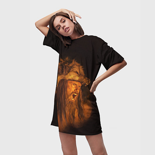 Женская длинная футболка Амлет в волке / 3D-принт – фото 3